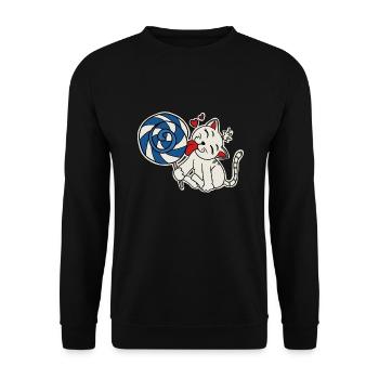Cat Eating Lollipop - Unisex Sweatshirt - black - Front - Alina (178cm) & Michal (187cm)