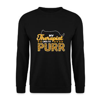 My Therapist Likes To Purr - Unisex Sweatshirt - black - Front - Alina (178cm) & Michal (187cm)