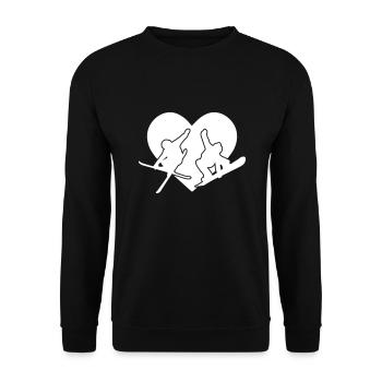Ski and Snowboard Freestyle Love Heart - Unisex Sweatshirt - black - Front - Alina (178cm) & Michal (187cm)