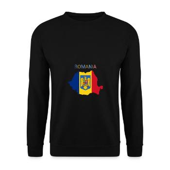 Rumänien Flagge - Kunstdesign - Unisex Pullover - Schwarz - Vorne - Alina (178cm) & Michal (187cm)