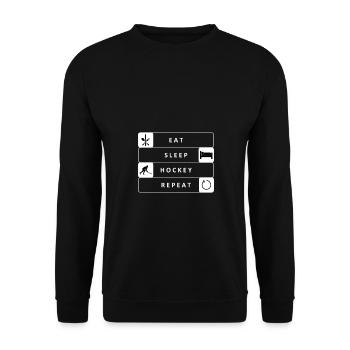 Manger dormir Hockey Répéter Hockey sur gazon Sport Passe-temps - Sweat-shirt Unisexe - noir - Devant - Alina (178cm) & Michal (187cm)