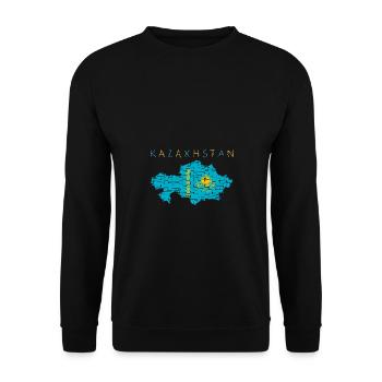 Kasachstan Karte Flagge - Unisex Pullover - Schwarz - Vorne - Alina (178cm) & Michal (187cm)