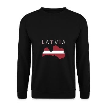 Lettland Riga Baltikum Flagge Karte - Unisex Pullover - Schwarz - Vorne - Alina (178cm) & Michal (187cm)