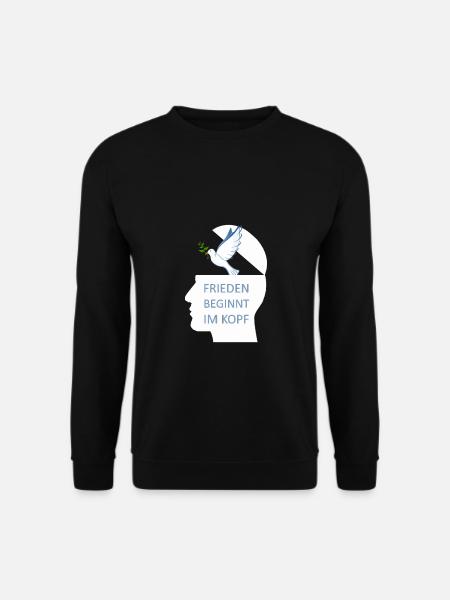 Frieden beginnt im Kopf Friedenstaube Peace - Unisex Pullover - Schwarz