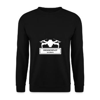 Drone pilot in action Funny design hobby - Unisex Sweatshirt - black - Front - Alina (178cm) & Michal (187cm)