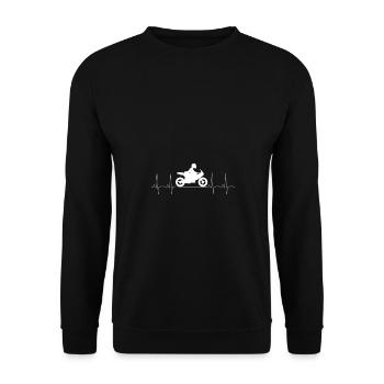 Heartbeat Motorcycling Motorradfahrer Herzschlag - Unisex Pullover - Schwarz - Vorne - Alina (178cm) & Michal (187cm)