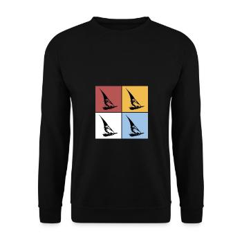 Carrés Planche à voile Vintage Rétro Planche à voile - Sweat-shirt Unisexe - noir - Devant - Alina (178cm) & Michal (187cm)