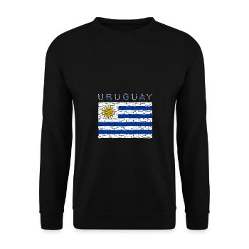 Uruguay Flag - Unisex Sweatshirt - black - Front - Alina (178cm) & Michal (187cm)