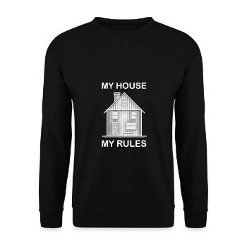 My House My Rules House Funny Funny - Unisex Sweatshirt - black - Front - Alina (178cm) & Michal (187cm)