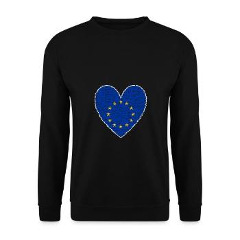 EU Flag Heart Europe European Union Euro - Unisex Sweatshirt - black - Front - Alina (178cm) & Michal (187cm)