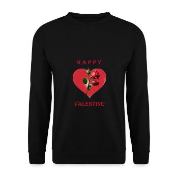 Rose Herz Happy Valentine Liebe - Unisex Pullover - Schwarz - Vorne - Alina (178cm) & Michal (187cm)