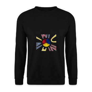 Rumänien Flagge Bukarest - Unisex Pullover - Schwarz - Vorne - Alina (178cm) & Michal (187cm)