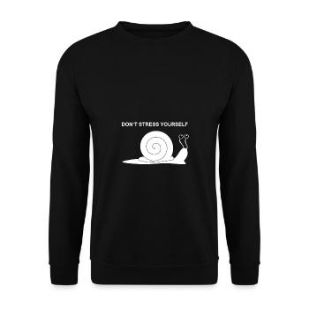 Ne vous stressez pas Escargot - Sweat-shirt Unisexe - noir - Devant - Alina (178cm) & Michal (187cm)