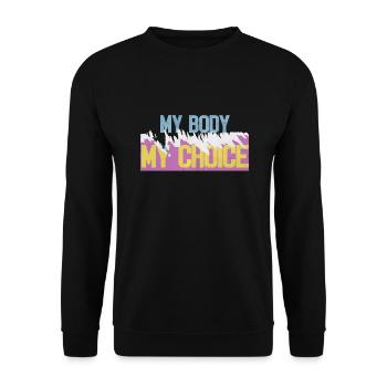 mon corps mon choix - Sweat-shirt Unisexe - noir - Devant - Alina (178cm) & Michal (187cm)