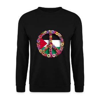 DRAPEAU PALESTINE DRAPEAU PALESTINE Drapeau Fleurs Paix - Sweat-shirt Unisexe - noir - Devant - Alina (178cm) & Michal (187cm)