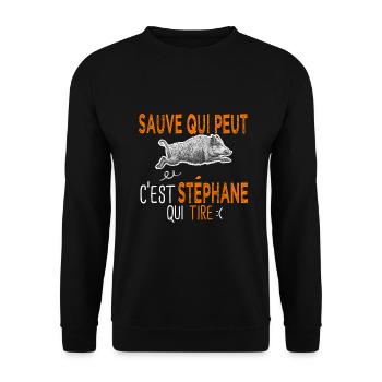 Stéphane c est stephane qui tire Humour Chasseur - Sweat-shirt Unisexe - noir - Devant - Alina (178cm) & Michal (187cm)