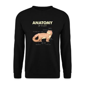 Katze Anatomy of a Cat - Lustige Katzengeschenke - Unisex Pullover - Schwarz - Vorne - Alina (178cm) & Michal (187cm)