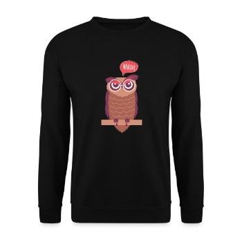 Englischlehrer Englischlehrerin Grammatik Eule - Unisex Pullover - Schwarz - Vorne - Alina (178cm) & Michal (187cm)