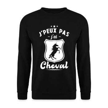 Je peux pas j'ai Cheval, Cheval cadeau - Sweat-shirt Unisexe - noir - Devant - Alina (178cm) & Michal (187cm)