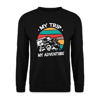 Mon voyage Mes Jeeps d’aventure - Sweat-shirt Unisexe - noir - Devant - Alina (178cm) & Michal (187cm)