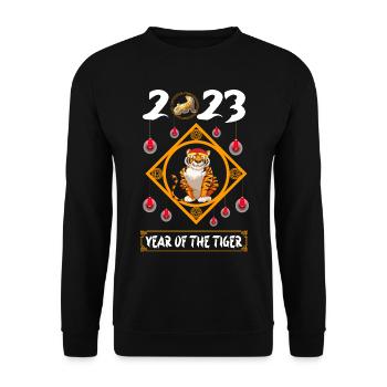 Year of the Tiger 2023 - Chinesisches Neujahrsfest - Unisex Pullover - Schwarz - Vorne - Alina (178cm) & Michal (187cm)