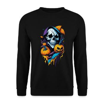 Halloween Skull - Unisex Sweatshirt - black - Front - Alina (178cm) & Michal (187cm)