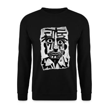 Bold black and white abstract face - Unisex Sweatshirt - black - Front - Alina (178cm) & Michal (187cm)