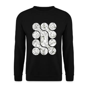 Abstrakte weiße Blattmuster - Unisex Pullover - Schwarz - Vorne - Alina (178cm) & Michal (187cm)
