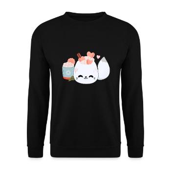 Niedlicher Polarfuchs - Unisex Pullover - Schwarz - Vorne - Alina (178cm) & Michal (187cm)