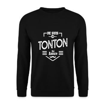 tonton qui assure cadeau tonton humour - Sweat-shirt Unisexe - noir - Devant - Alina (178cm) & Michal (187cm)