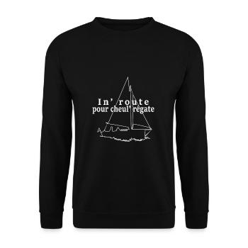 En route pour une nouvelle régate bateau Picardie - Sweat-shirt Unisexe - noir - Devant - Alina (178cm) & Michal (187cm)