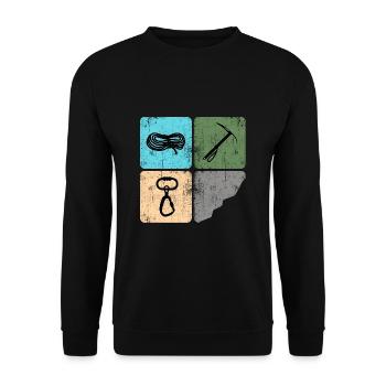 Klettern Bergsteiger Bergfex Eispickel - Unisex Pullover - Schwarz - Vorne - Alina (178cm) & Michal (187cm)