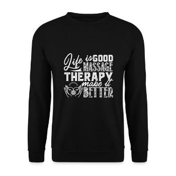 Massage Therapy Makes Life Better - Unisex Sweatshirt - black - Front - Alina (178cm) & Michal (187cm)