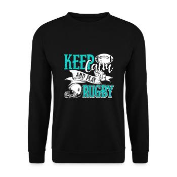 Rugby Keep Calm And Play Rugby - Unisex Sweatshirt - black - Front - Alina (178cm) & Michal (187cm)