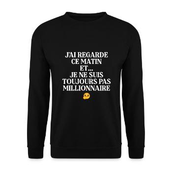 Pauvre pas millionnaire - Sweat-shirt Unisexe - noir - Devant - Alina (178cm) & Michal (187cm)