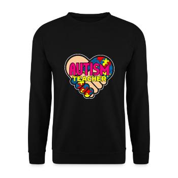 Autism Teacher Heart - Unisex Sweatshirt - black - Front - Alina (178cm) & Michal (187cm)