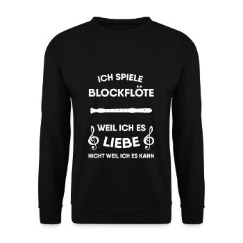 Blockflöte, Flöte, Instrument - Unisex Pullover - Schwarz - Vorne - Alina (178cm) & Michal (187cm)