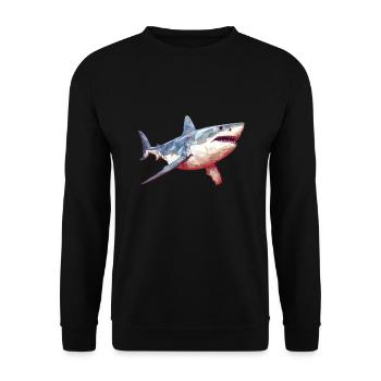 Weißer Hai - Unisex Pullover - Schwarz - Vorne - Alina (178cm) & Michal (187cm)