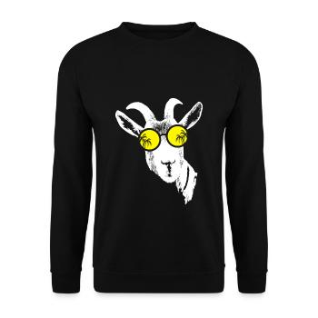 Ziege Tierliebhaber Naturfans Sonnenbrille Ziegenf - Unisex Pullover - Schwarz - Vorne - Alina (178cm) & Michal (187cm)