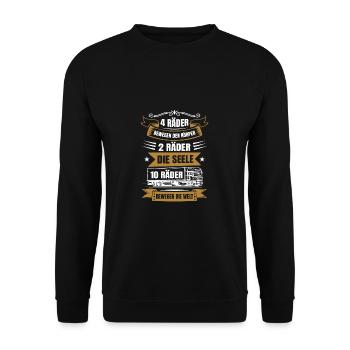 LKW-FAHRER - Unisex Pullover - Schwarz - Vorne - Alina (178cm) & Michal (187cm)