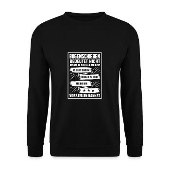 Bogenschießen T-Shirt Pfeil Bogen Armbrust Geschen - Unisex Pullover - Schwarz - Vorne - Alina (178cm) & Michal (187cm)