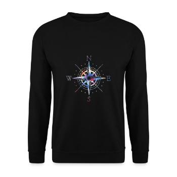 Kompass Segeln Segelboot Segelschiff Geschenk - Unisex Pullover - Schwarz - Vorne - Alina (178cm) & Michal (187cm)