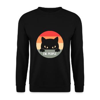 Ew People Cat Introvertiert und Katzen-Liebhaber G - Unisex Pullover - Schwarz - Vorne - Alina (178cm) & Michal (187cm)
