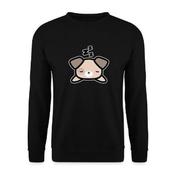 Cute Sleeping Dog Design Kawaii Style Drawing Gift - Unisex Sweatshirt - black - Front - Alina (178cm) & Michal (187cm)