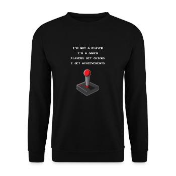 Lustiges Spieler-Spieler-Geschenk - Unisex Pullover - Schwarz - Vorne - Alina (178cm) & Michal (187cm)