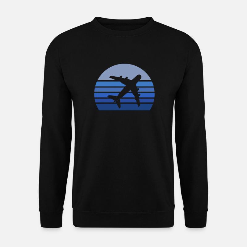 Retro Blue Airplane Silhouette - Unisex Sweatshirt - black