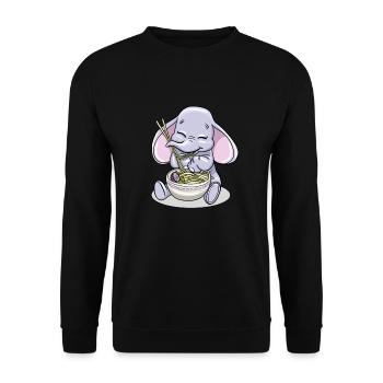 Kawaii Baby Elephant Manger Rood Noodles - Sweat-shirt Unisexe - noir - Devant - Alina (178cm) & Michal (187cm)