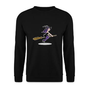 Witch On Broom - Unisex Sweatshirt - black - Front - Alina (178cm) & Michal (187cm)