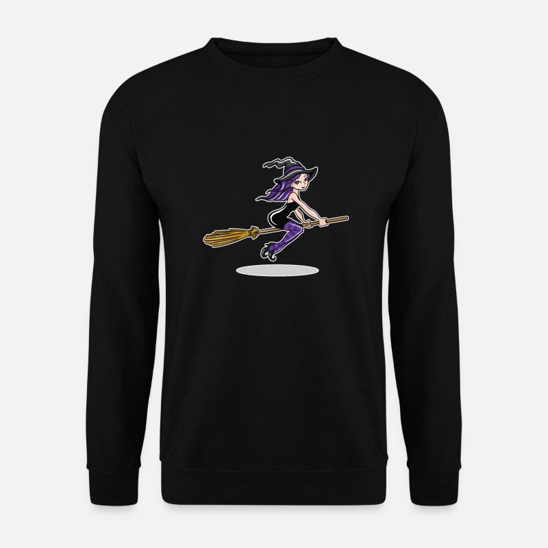 Hexe auf Besen - Unisex Pullover - Schwarz