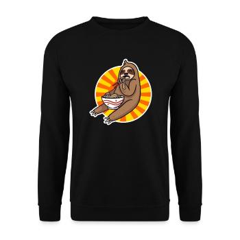 Kawaii Sloth Eating Ramen Noodles - Unisex Sweatshirt - black - Front - Alina (178cm) & Michal (187cm)